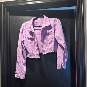 NWOT Purple cropped jean jacket